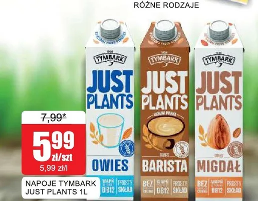 Napoje Tymbark Just Plants Owies 1l promocja w Bingo