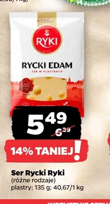 Ser Rycki Edam w plastrach Ryki promocja w Netto