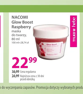 Glow Boost Raspberry maska do twarzy Nacomi promocja w Hebe