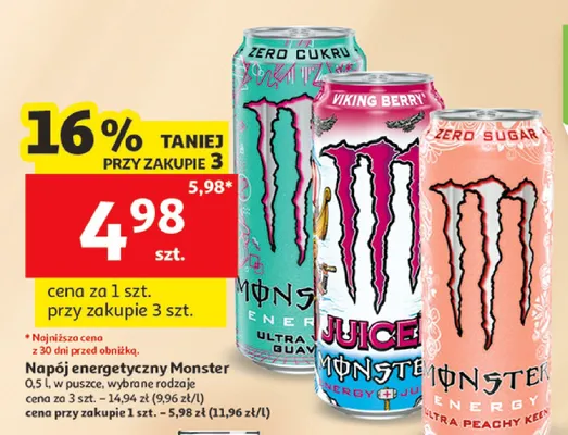 Napój energetyczny Juice Monster Viking Berry promocja w Auchan