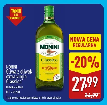Oliwa z oliwek extra virgin Classico Monini promocja w Aldi