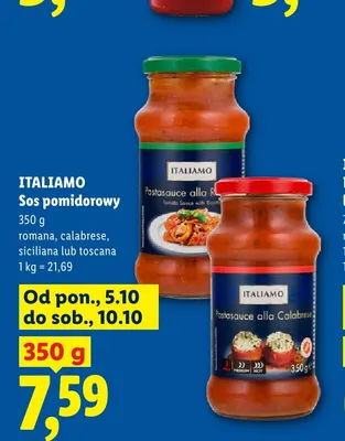 Sos pomidorowy calabrese Italiamo promocja w Lidl