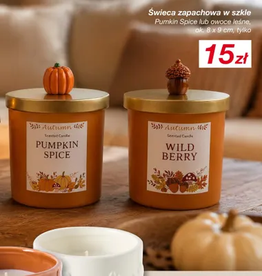 Świeca zapachowa w szkle owoce leśne 8x9 cm promocja w KiK