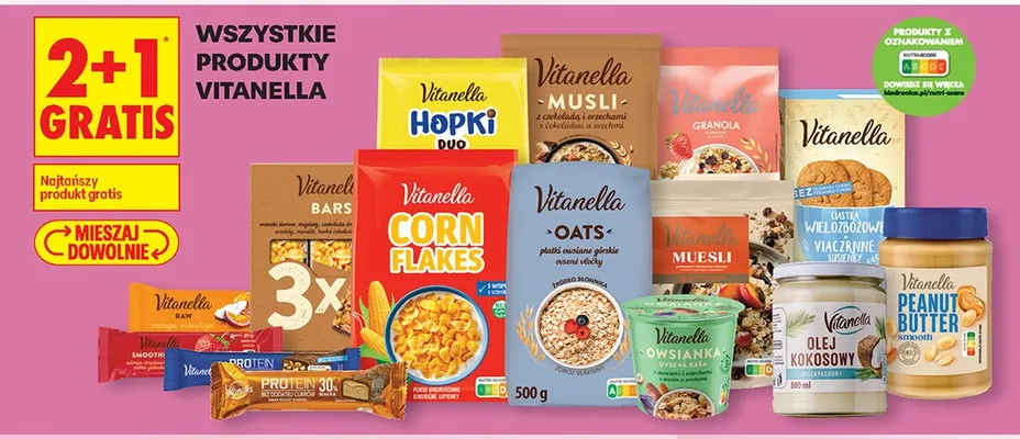 Wszystkie produkty Vitanella 2+1 GRATIS promocja w Biedronka