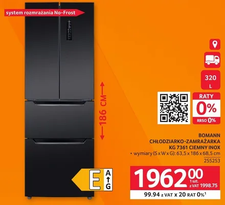 Chłodziarko-zamrażarka BOMANN KG 7361 CIEMNY INOX promocja w Selgros