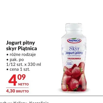 Jogurt pitny skyr Piątnica promocja w Makro
