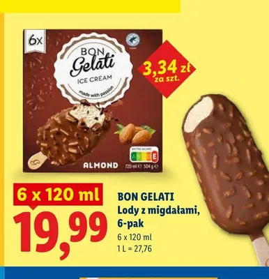 Lody z migdałami Bon Gelati 6-pak 120ml promocja w Lidl
