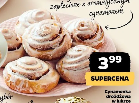 Cynamonka drożdżowa w lukrze promocja w Netto