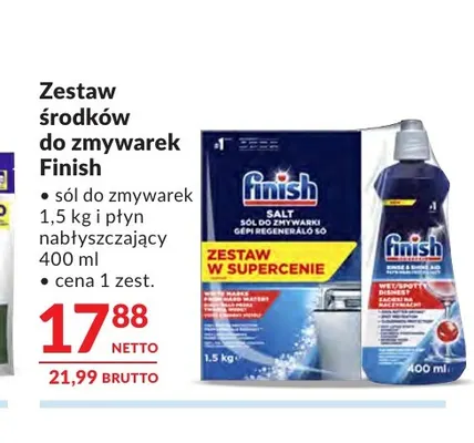 Zestaw sól do zmywarek + płyn nabłyszczający Finish promocja w Makro