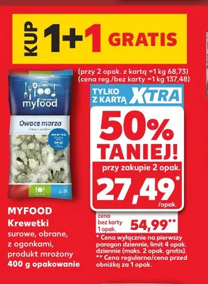 Krewetki surowe obrane z ogonkami Myfood promocja w Kaufland