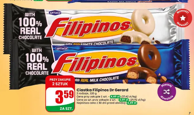 Ciastka Filipinos w białej czekoladzie Dr Gerard promocja w Dino