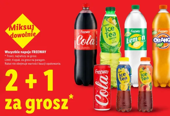 Napój  gazowany 2+1 za grosz promocja w Lidl