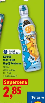 Napój Kubuś Waterrr Pokémon promocja w Lidl