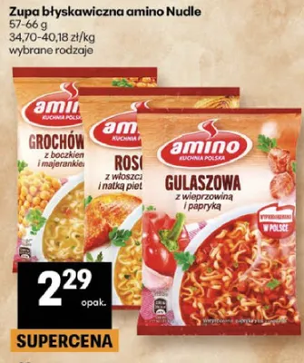 Zupa błyskawiczna amino Nudle Grochówka z boczkiem i majerankiem promocja w Delikatesy Centrum