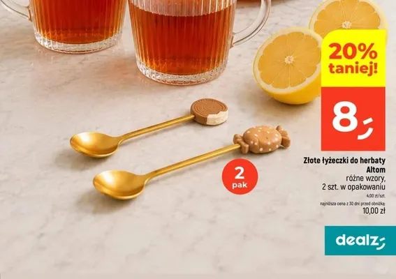 Złote łyżeczki do herbaty Altom 2-pak promocja w Dealz