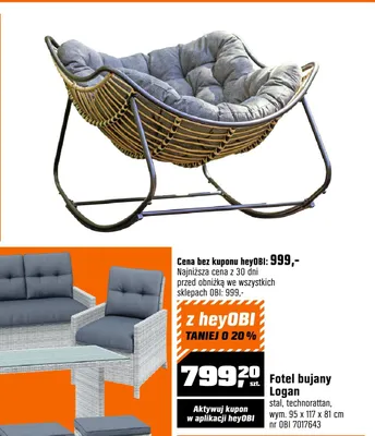 Fotel bujany Logan promocja w OBI