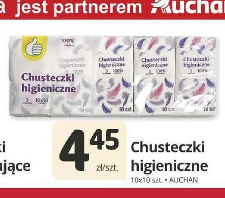 Chusteczki higieniczne Auchan 10-pak promocja w Marketvita