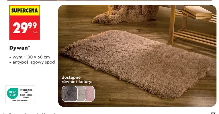 Dywan 100x60 cm antypoślizgowy spód Smukee promocja w Biedronka