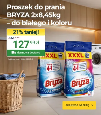 Proszek do prania Bryza do białego i do koloru 2-pak promocja w ERLI