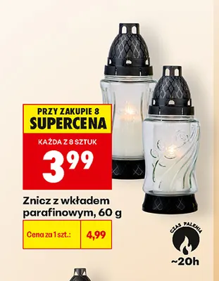 Znicz z wkładem parafinowym promocja w Biedronka