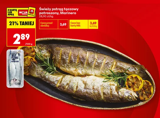 Świeży pstrąg tęczowy patroszony Marinero promocja w Biedronka