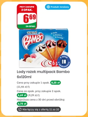 Lody rożek Augusto Bambo 6-pak 120 ml promocja w Dino
