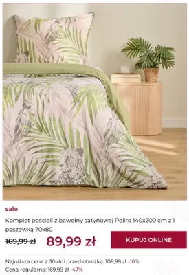 Komplet pościeli z bawełny satynowej Peliro 140x200 cm z 1 poszewką 70x80 Home & You promocja w home&you