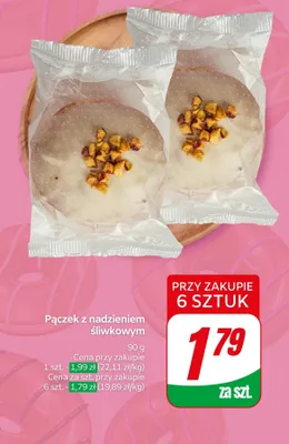 Pączek z nadzieniem śliwkowym promocja w Dino