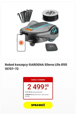 Robot koszący GARDENA Sileno Life 850 promocja w Media Expert