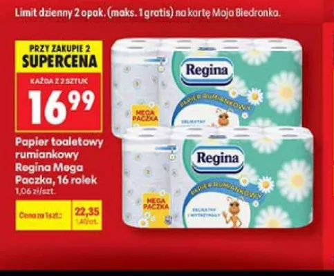 Papier toaletowy rumiankowy Regina Mega Paczka promocja w Biedronka