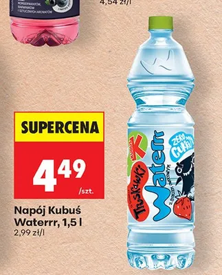 Napój Kubuś Waterrr truskawka 1,5 l promocja w Biedronka