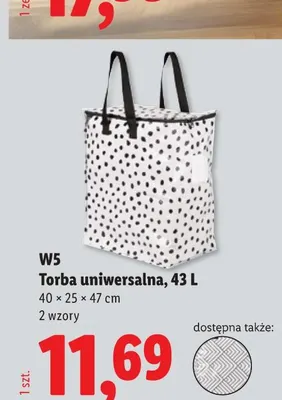Torba uniwersalna W5 43 l 40x25x47 cm promocja w Lidl