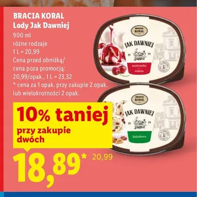 Lody Jak Dawniej Bracia Koral śmietanka z wiśnią promocja w Lidl