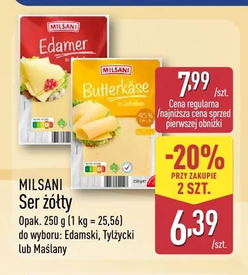 Ser żółty Maślany Milsani promocja w Aldi