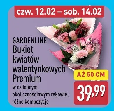 Bukiet kwiatów walentynkowych Premium Gardenline promocja w Aldi