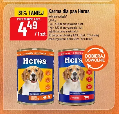 Karma dla psa Heros z indykiem i kurczakiem promocja w POLOmarket