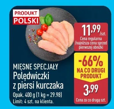 Mięsne specjały polędwiczki z piersi kurczaka promocja w Aldi
