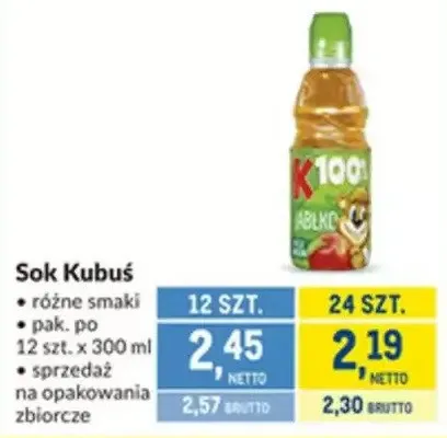 Sok Kubuś promocja w Makro