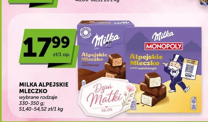 Milka Alpejskie Mleczko o smaku czekoladowym promocja w Groszek