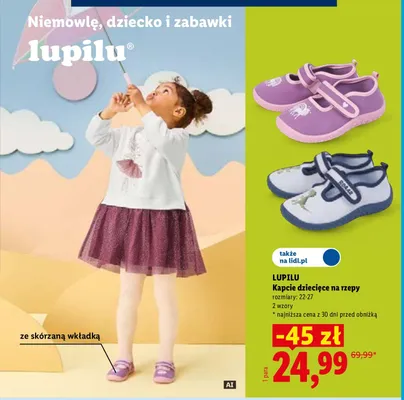Kapcie dziecięce na rzepy Lupilu promocja w Lidl