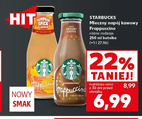 Mleczny napój kawowy Frappuccino Pumpkin Spice Starbucks promocja w Kaufland