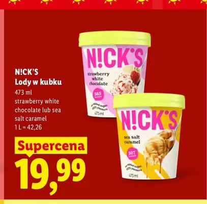 Lody w kubku N!CK'S Strawberry White Chocolate promocja w Lidl
