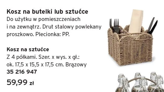 Kosz na sztućce brązowy 17,5x15,5x17,5cm promocja w Tchibo
