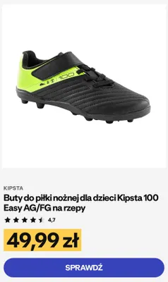 Buty do piłki nożnej dla dzieci Kipsta 100 Easy AG/FG na rzepy promocja w Decathlon