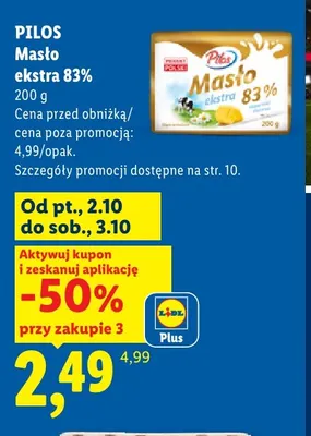 Masło ekstra Pilos 83% promocja w Lidl