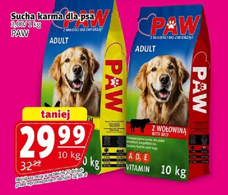 Sucha karma dla psów 10kg Paw promocja w Prim Market