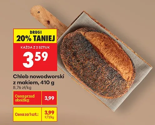 Chleb nowodworski z makiem, 410 g promocja w Biedronka