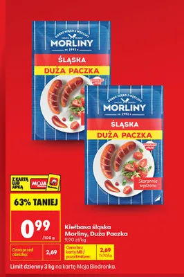Kiełbasa śląska Morliny Duża Paczka promocja w Biedronka