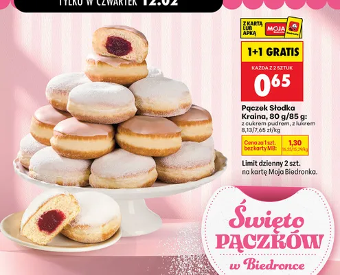 Pączek Słodka Kraina z lukrem promocja w Biedronka