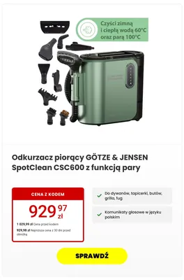 Odkurzacz piorący GÖTZE & JENSEN SpotClean CSC600 promocja w Media Expert